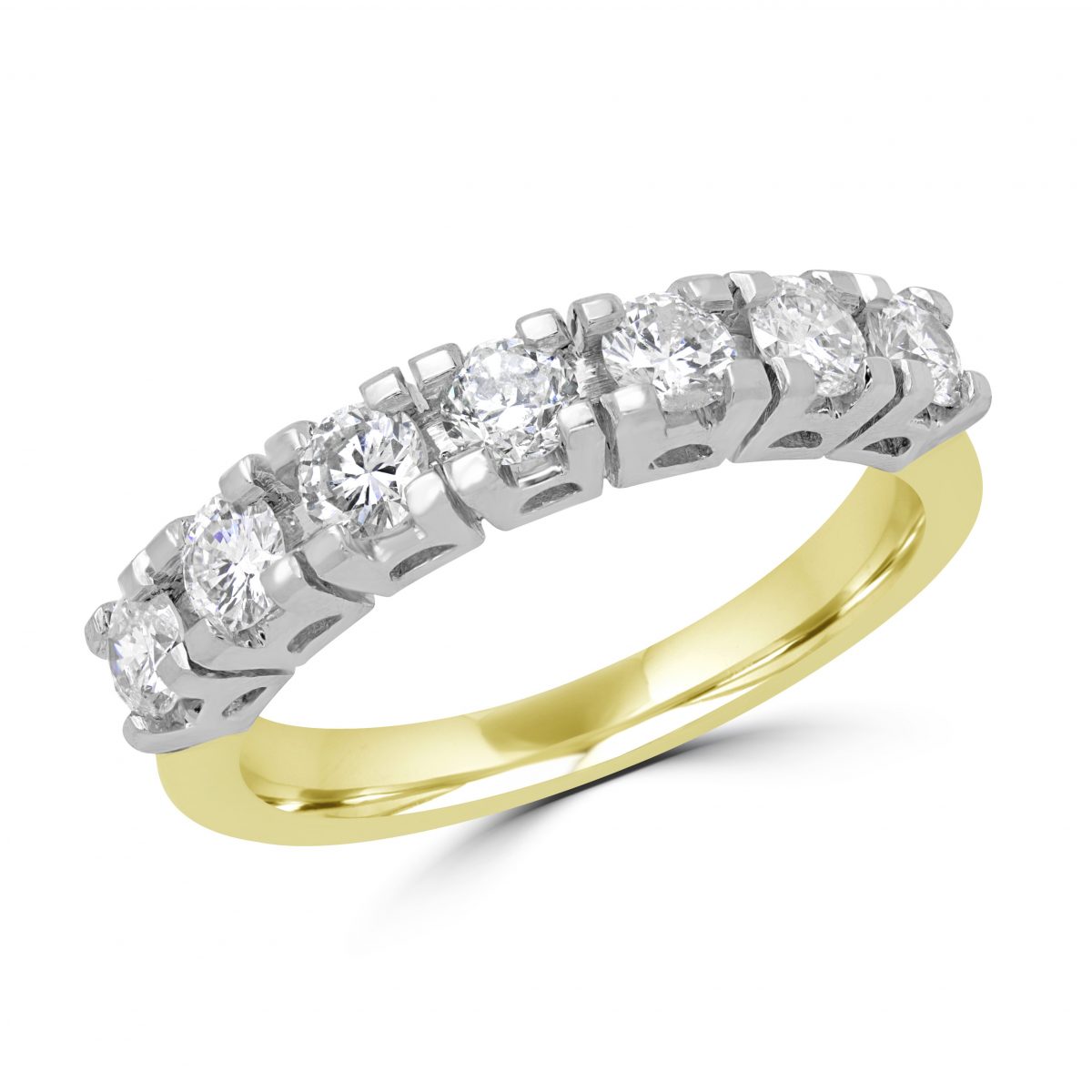 Bague anniversaire diamant semi-éternité 0,86 (ct) en or jaune 14 carats