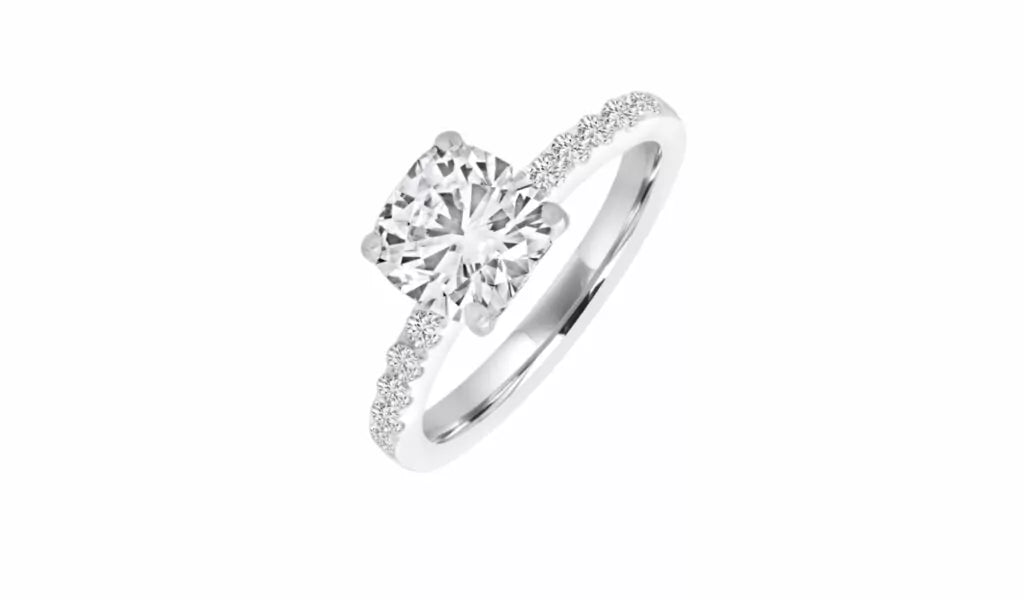 Cushion cut solitaire engagement ring 2.38 (ctw) in 14k white gold