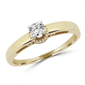 Bague de fiançailles solitaire étincelante en or jaune 10 carats