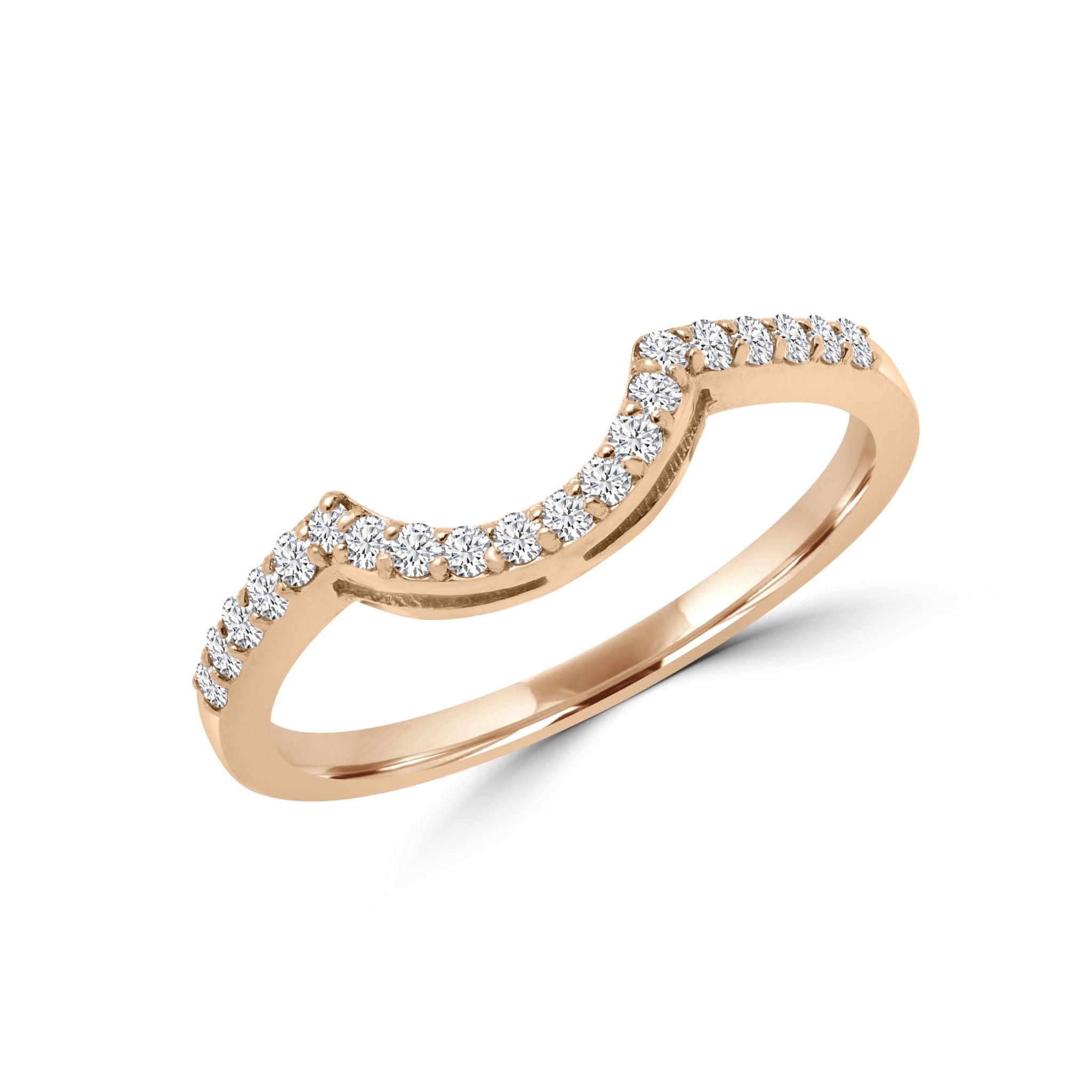 Curved rose gold semi-eternity ring 0.22 (ctw) in 14k gold
