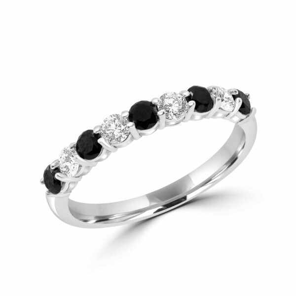 Black & white diamond semi-eternity ring 0.75 (ctw) in 14k gold