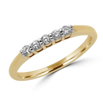 Bague anniversaire semi-éternité diamant 5 pierres en or jaune 10 carats