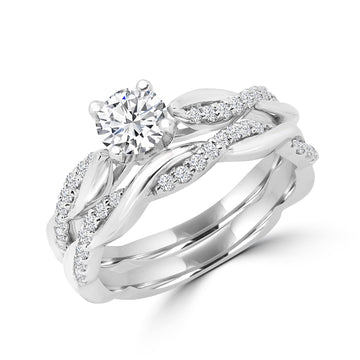 Ensemble de mariée en diamants torsadés 0,72 (ct) en or blanc 14 carats