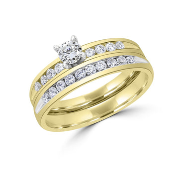 Ensemble de mariée avec bague en diamant rond doux 0,56 (ctw) en or 10 carats