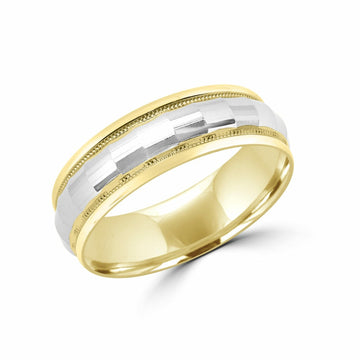 Contemporary Two-Tone Gold Wedding Band 6mm
