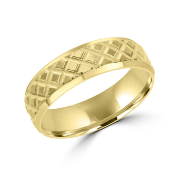 Comfort Fit Stylish Gold  Wedding Band 6mm