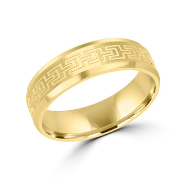 Comfort Fit Stylish Gold  Wedding Band 6mm