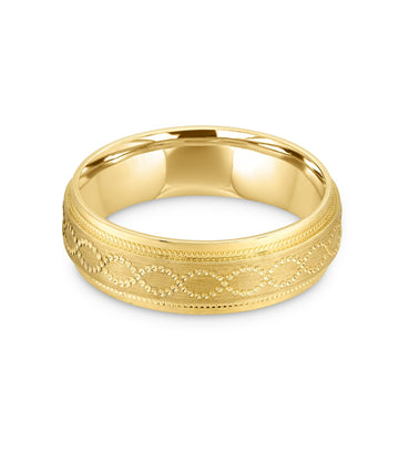 Alliance élégante en or blanc et jaune Comfort Fit