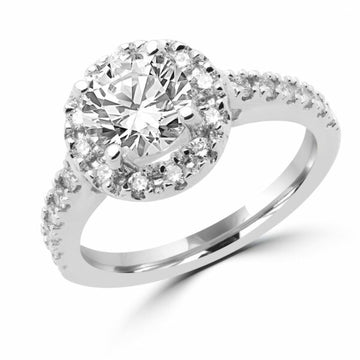 1.59 Carat (ctw) Halo Lab-Grown Diamond Ring in 14k White Gold