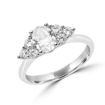Bague de fiançailles ovale en diamant de rêve 1,06 (ct) en or blanc 14 carats