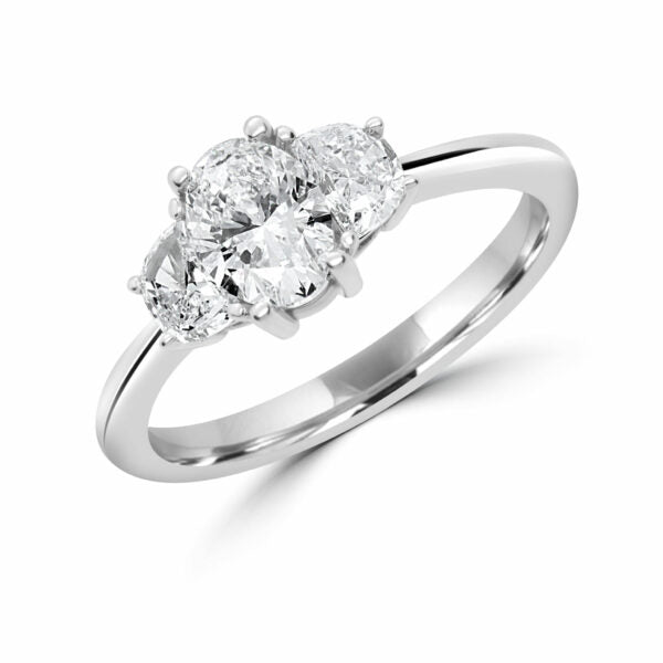 1.63 Carat (ctw) Oval Half Moon Engagement Ring in 14k Gold