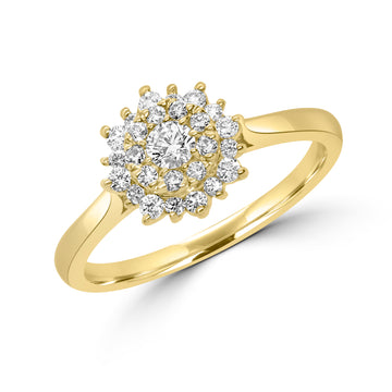 14k Yellow gold & diamond sunshine cluster ring 0.40 (ctw)