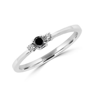 Cute black & white diamond ring 0.12 (ctw) in 10k white gold