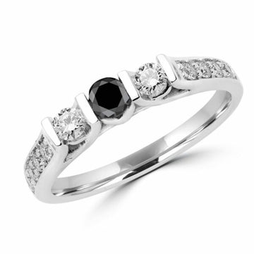 3 stone black & white diamond ring 0.46 (ctw) in 14k gold