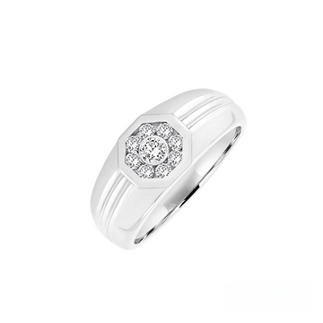 Bague élégante pour hommes sertie d'un canal de diamants cultivés en laboratoire en or 10 carats
