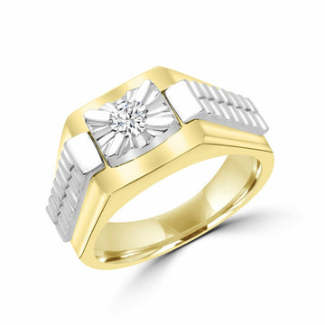 Bague surélevée en diamant pour homme 0,45 (ct) en or jaune 10 carats