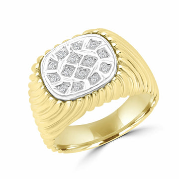Bague luxueuse en diamant pour hommes 0,18 (ct) en or jaune 10 carats