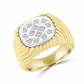 Bague luxueuse en diamant pour hommes 0,18 (ct) en or jaune 10 carats 