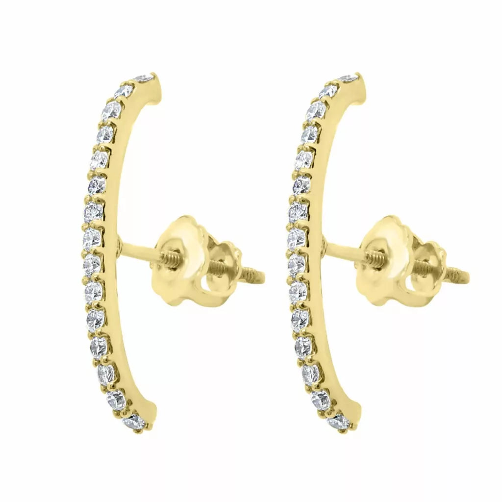 Boucles d'oreilles élégantes en diamant de 0,30 (ct) en or jaune 14 carats 