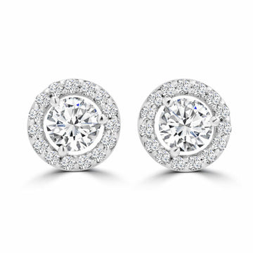 1.21 Carat (ctw) Halo Diamond Earrings in 14k Gold