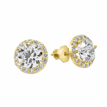 Boucles d'oreilles halo diamant 2,33 (ct) en or 14 carats