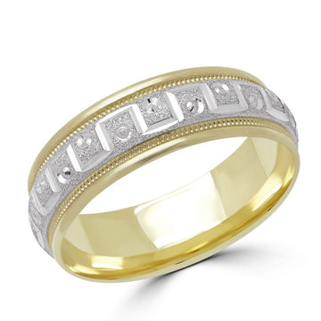 White & Yellow Gold Wedding Band 6mm