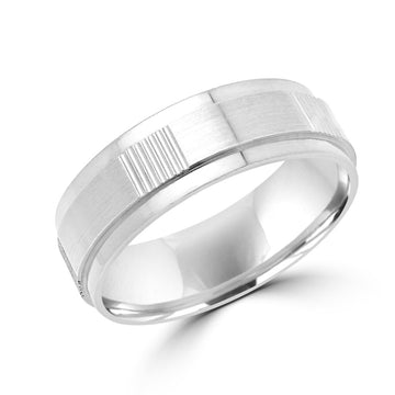 Edgy white gold wedding Band (6mm)