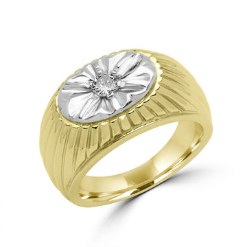 Bague pour homme avec accents de diamants 0,25 (ct) en or jaune 10 carats