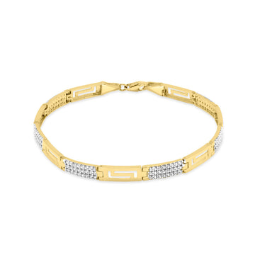 7″ 10k Yellow gold greek key bracelet 10K with CZ