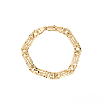 8.5" 8.7mm 10K Yellow gold greek key bracelet