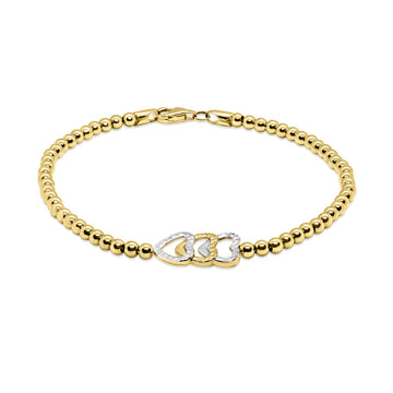 7″ 10K yellow & white gold with triple heart design