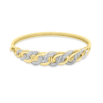 10K Yellow & interlaced bangle bracelet with Cubic Zirconia