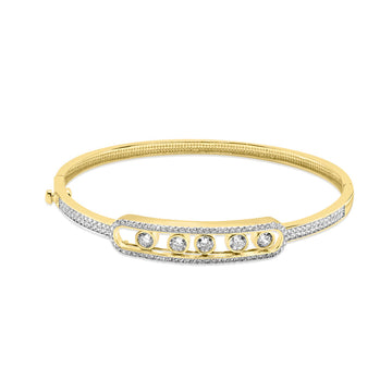 10K Yellow gold bangle bracelet with Cubic Zirconia
