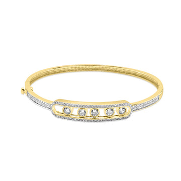 10K Yellow gold bangle bracelet with CZ