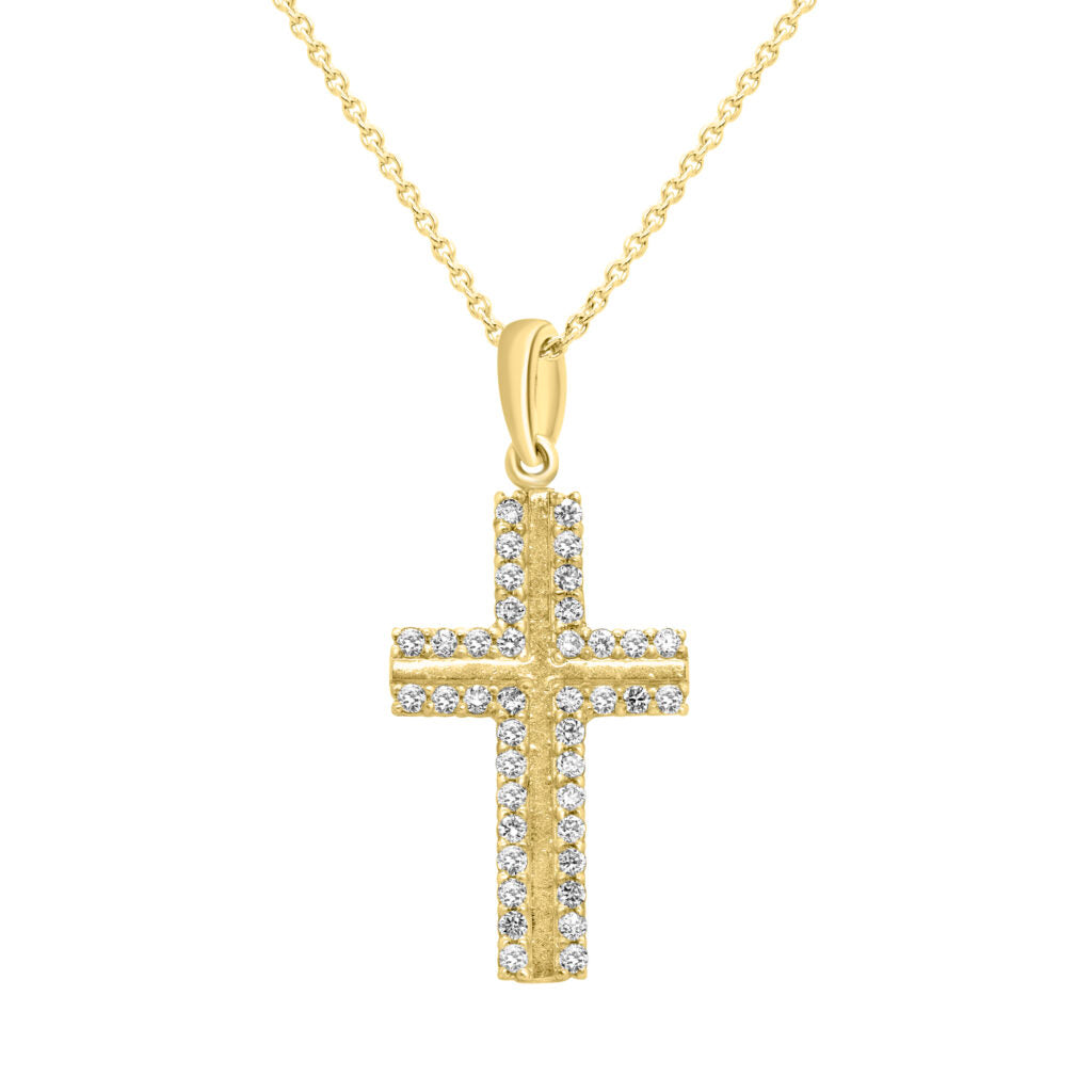 Cross pendant with lab grown diamond 0.40 (Ctw) in 10k yellow gold