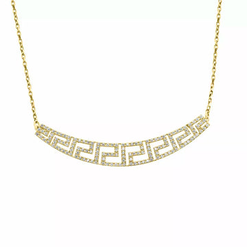 18″ 10K Yellow gold greek key necklace with CZ