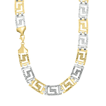 17″ 10K White & yellow gold greek key necklace