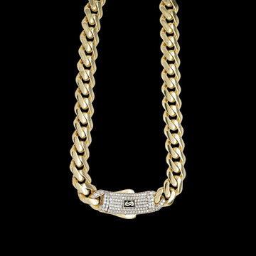 22" 10K 7.9mm Yellow Gold Monaco chain with CZ