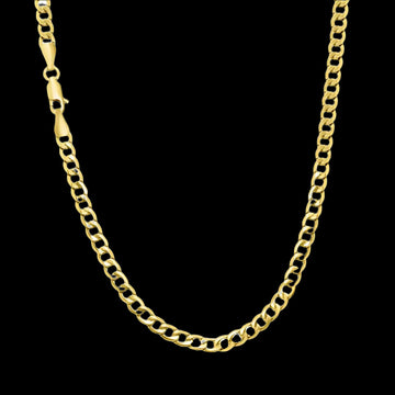 10k 5.5mm flat Cuban link Yellow Gold Chain