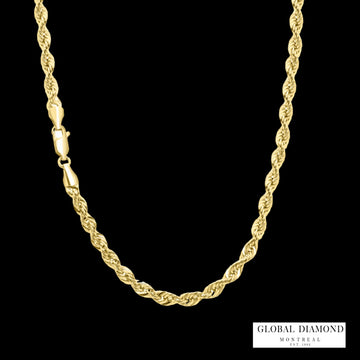 24″ 3.9mm 10K Yellow Gold Rope chain