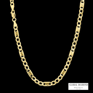 22″ 4.6mm 10k Yellow Gold flat cuban greek key chain
