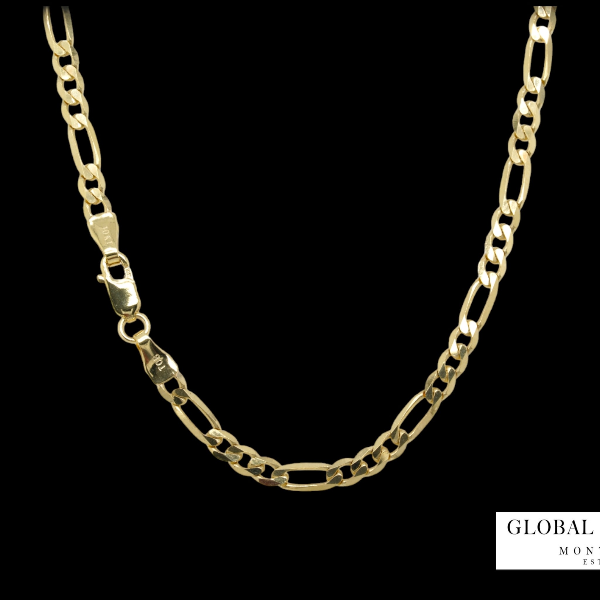 22″ 10K Yellow gold figaro chain