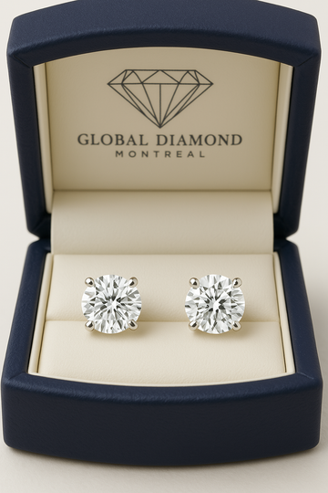 Lab grown diamond stud earrings total 1.40 carat VS1 D Color 14k gold