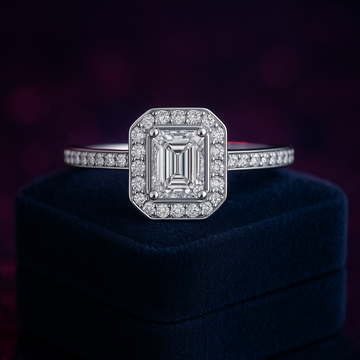 Lab-grown emerald cut engagement ring 1.57 (ctw ) 14k gold