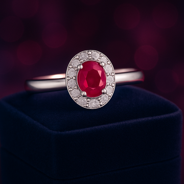 Ruby & diamond fashion cocktail ring 0.38 (ctw) 10k white gold