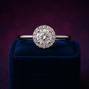 0.70 Carat (ctw) Lab-Grown Halo Engagement Ring in 14k Gold