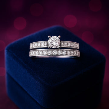 Bague de fiançailles en diamant scintillant, ensemble de mariée 0,53 (ct) en or 14 carats