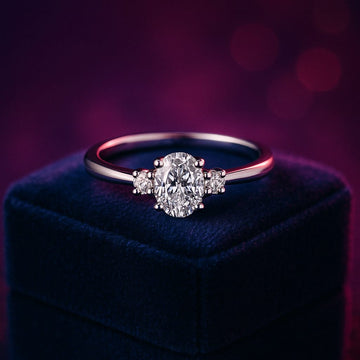 14K Oval Round trinity lab grown diamond ring 0.48 (ctw) white gold