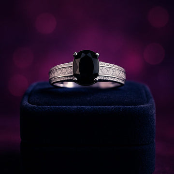Dark sapphire & diamond ring 0.66 (ctw) in 10k white gold