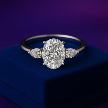 Oval pear trinity ring Lab-Grown diamond 2.61 (ctw) in 14k gold